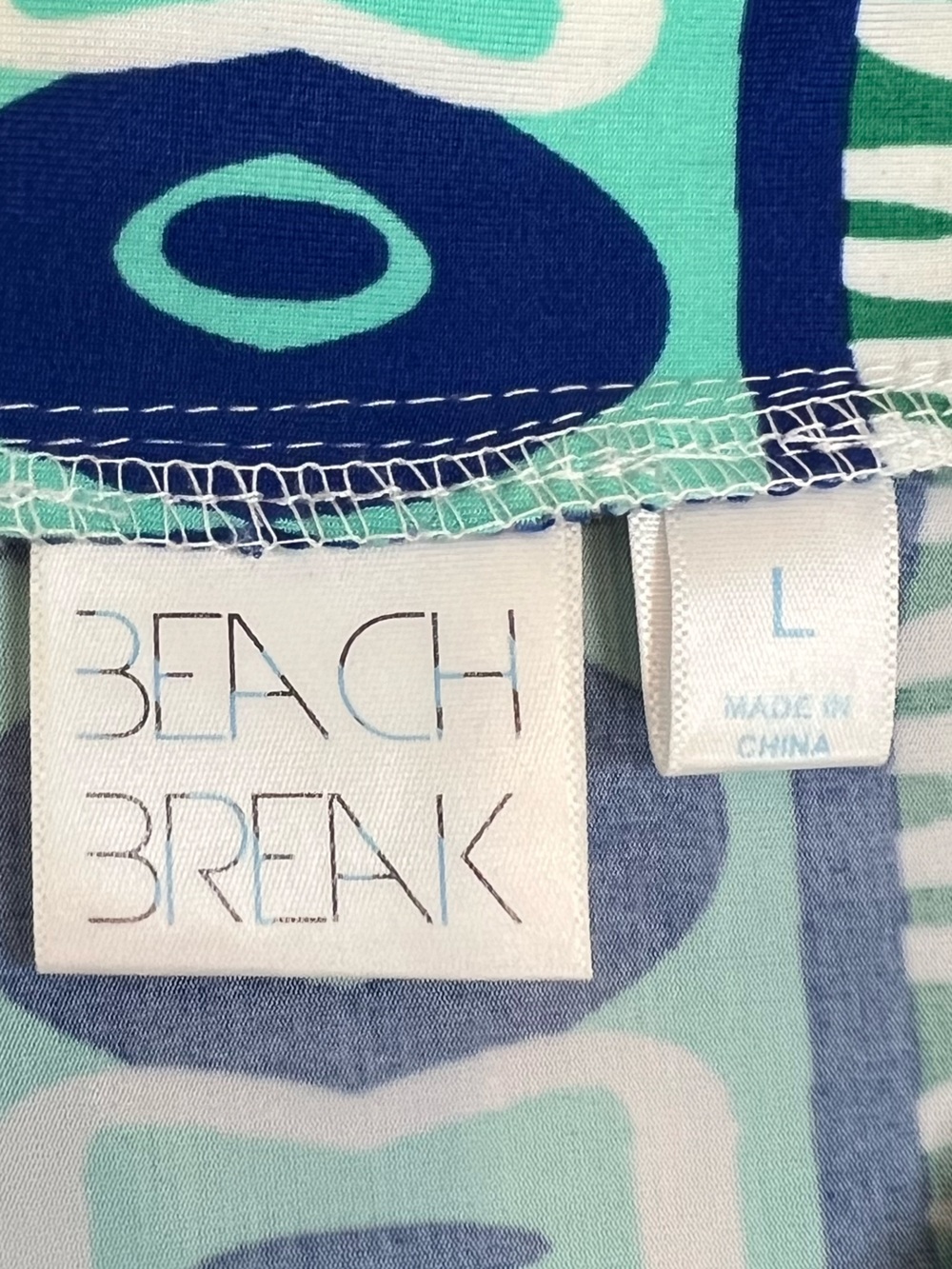 Beach Break Dress Swim Cover Up with Blue & Teal Abstract Print B Neck sz L - Picture 11 of 12